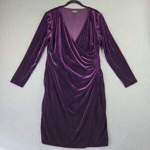 Lauren Ralph Lauren Women's Stretch Velvet Surplice Dress Size 16